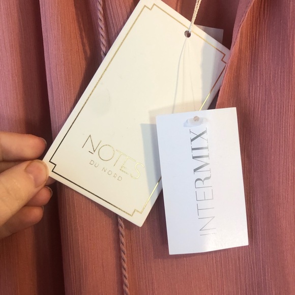 NWT Notes du Nord Blaire Tiered Silk Pink Sheer Maxi Dress Ruffle Danish 40 or L - Picture 5 of 15